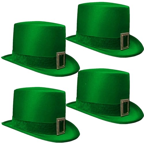 Anloximt 2 Stück Unisex Satin-Zylinder St. Patricks Day, Hut St. Patrick's Day Irish Festival Dekor Hut Einfache Mütze Für Party Festival Carnival, Grün von Anloximt