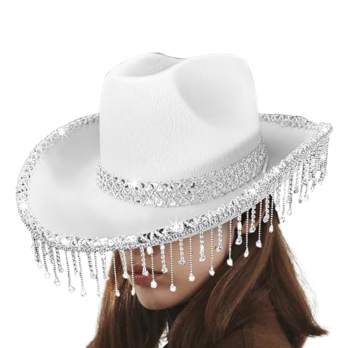 Anloximt Cowboy Hut Herren | Stilvolles Festival Hut Mit Glitzer Und Pailletten | Pailletten Quasten Reise Kopfschmuck Für Musikfestivals Und Stylische Glitzer Kopfbedeckung Anloximt Cowboy Hut Herren | Stilvolles Festival Hut Mit Glitzer Und Pailletten | Pailletten Quasten Reise Kopfschmuck Für Musikfestivals Und Stylische Glitzer Kopfbedeckung von Anloximt
