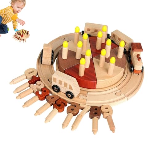 Anloximt Geburtstagskuchen Spielzeug Set - Geburtstagsfeier Kuchen-Zug Spielset - Holzzugspielzeug Kinderküchenzubehör, Rollenspiel Essen & Vorschule Lernspiele Anloximt Geburtstagskuchen Spielzeug Set - Geburtstagsfeier Kuchen-Zug Spielset - Holzzugspielzeug Kinderküchenzubehör, Rollenspiel Essen & Vorschule Lernspiele von Anloximt