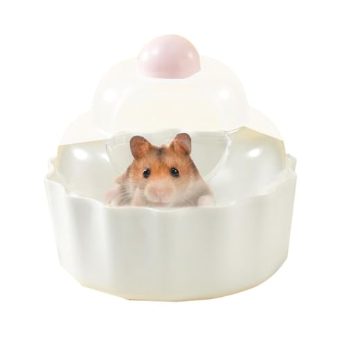 Anloximt Hamster-Sandbadbehälter, Hamstertoilette | Kuchenförmiger Chinchilla-Saunaraum,Transparentes, auslaufsicheres, auslaufsicheres, rutschfestes Hamsterbad für Käfigzubehör für kleine Haustiere von Anloximt