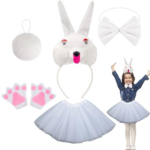 Anloximt Osterhasen Kostüm, Hasenkostüm - Hasenohren und Schwanz - Bequeme verstellbare Kaninchenkleidung für Osterfeiern Halloween -Partys Cosplay -Events von Anloximt