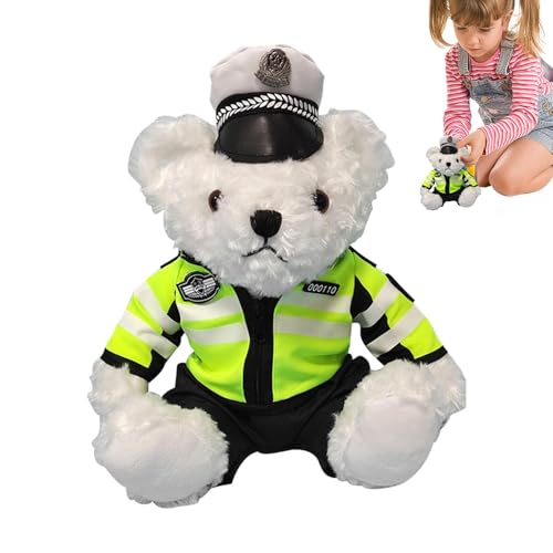 Anloximt Richtlinien Kuscheltiere,Stofftier | Weicher Plüschbär mit abnehmbarem Polizeikleid, Plüschtier für Kinder, Mädchen und von Anloximt