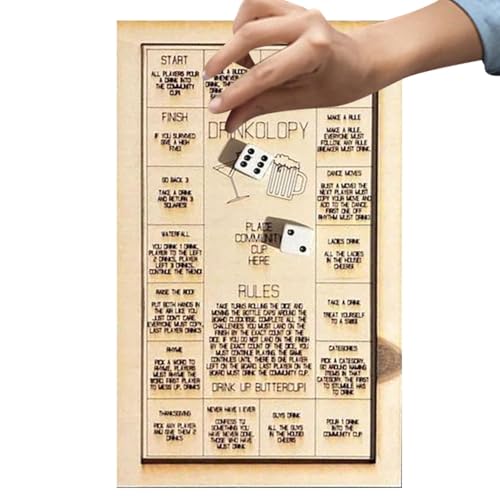 Anloximt Trinkwürfeltablett,Holztrinkspielwürfel | Würfel-Trinkherausforderungstafel,Lustiges Würfeltablett-Spielbrett mit 2 Würfeln für Erwachsene, Freundin, Freund, Freunde Anloximt Trinkwürfeltablett,Holztrinkspielwürfel | Würfel-Trinkherausforderungstafel,Lustiges Würfeltablett-Spielbrett mit 2 Würfeln für Erwachsene, Freundin, Freund, Freunde von Anloximt