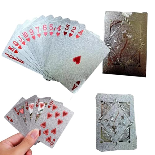 Spielkarten Pokerkarten Skatkarten - Gold Pokerkarten Spielkarten Aus PVC Kunststoff-Karten Poker Plastik Deck Wasserdicht Goldene Folie - Kinder & Erwachsene Familienparty Spiel Playing Cards von Anloximt