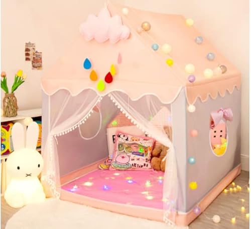 Spielzelt für Kinder mit Tragetasche,Mädchen Prinzessin Schloss Zelt,Prinzess Kinderzelt Mit Sternenlichterkette,Kinderspielzelt,Children's Play Tent,120x110x130cm von Anmas Power