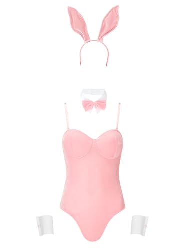 Ann Summers - Smoking Pink Bunny Sexy Outfit, Samt-Halloween-Kostüm für Erwachsene, freches Kaninchen-Rollenspiel-Outfit mit Hasenohren und flauschigem Schwanz von Ann Summers