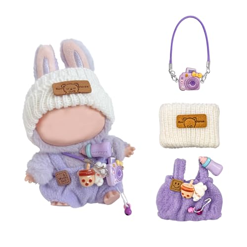La-bubu Kleidung Zubehör, Bekleidung für 17cm La-bubu Puppe | Einheitsgröße La-bubu Monster Kawaii Puppenkleidung | Mini Kuscheltier Kleidung Outfit (Ohne Puppe), Lila von AnnBully