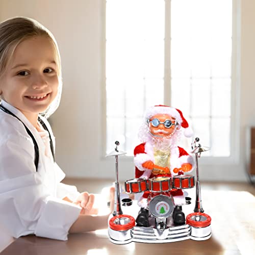 Annadue Weihnachten Elektrische Musik Santa Claus Puppe, Animiertes Klavierspielverzier, Kopf- und Fußbewegung, Gesang, Geschenkbox, Flanellstoff, Easy Start Button (1) von Annadue