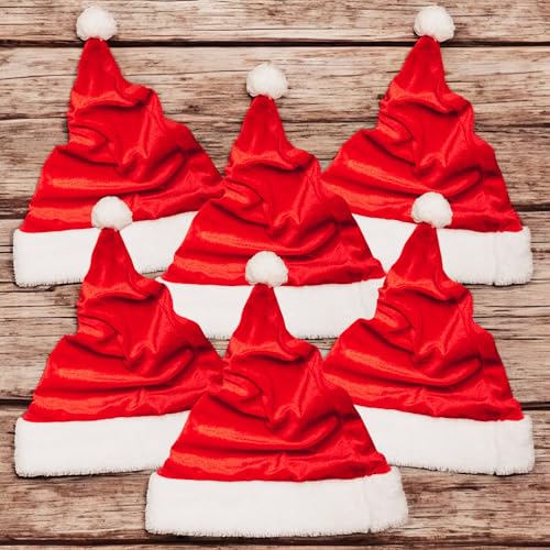 Annastore 6er Set Weihnachtsmützen aus kuscheligem Plüsch – Weihnachtsmann Mütze mit Bommel – Kuschelig und warm – Nikolausmützen für Weihnachten – Einheitsgröße – 100% Polyester von Annastore