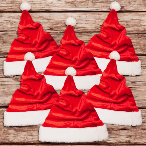 Annastore 6 x Weihnachtsmützen aus kuscheligem Plüsch - Nikolausmützen Weihnachtsmann Mütze Weihnacht Nikolaus von Annastore