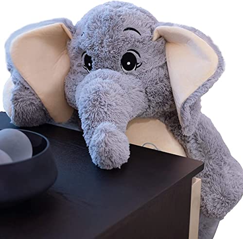 Annco 68cm-128cm Elefanten-Plüschspielzeug, niedliches, beruhigendes Elefantentier, Stoffpuppe, Bettdekoration, Kissen, Elefanten-Stofftier (Gray, 68cm) von Annco
