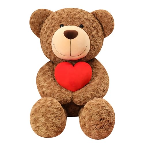 Niedlicher Teddybär aus Plüsch mit schlagendem rotem Herz, großer lustiger Teddybär, gefüllt, Ainmal für Valentinstag oder Hochzeit, Geschenk (70 cm) von Annco