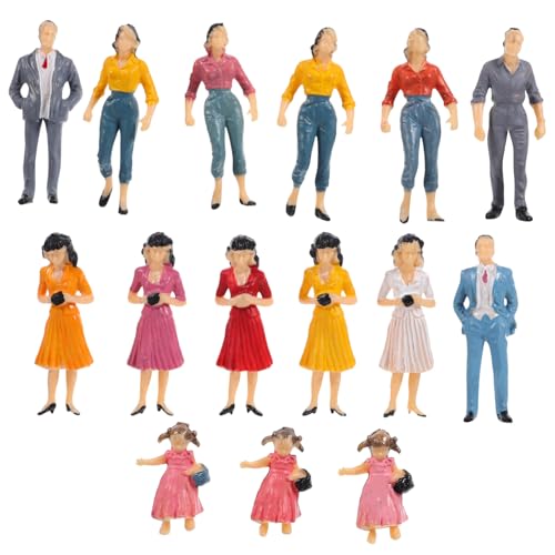 Anneome 15Stücke Bemalte Menschenfiguren Miniaturfiguren Hochwertigem für Modelleisenbahnen Architekturprojekte und Mehr Zufällige Farben und Stile Robust von Anneome