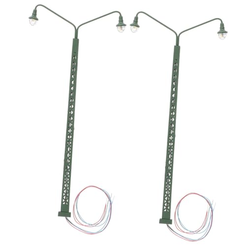 Anneome 2 Stück Modell Gartenleuchte Sandtisch-Layout- Eisenbahn Zuglampe Klein Mini-Eisenbahn-lichtmodelle Sandtisch DIY Materialien Leichte Verzierung Green Edelstahl Plus Abs von Anneome