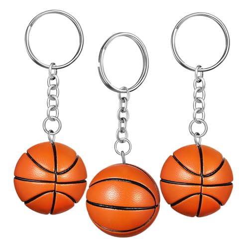 Anneome 3 Stück Basketball Schlüsselanhänger für Jungen Robuste PU und Kunststoff Materialien Basketball Party Mitgebsel Dekorative Rucksackanhänger von Anneome