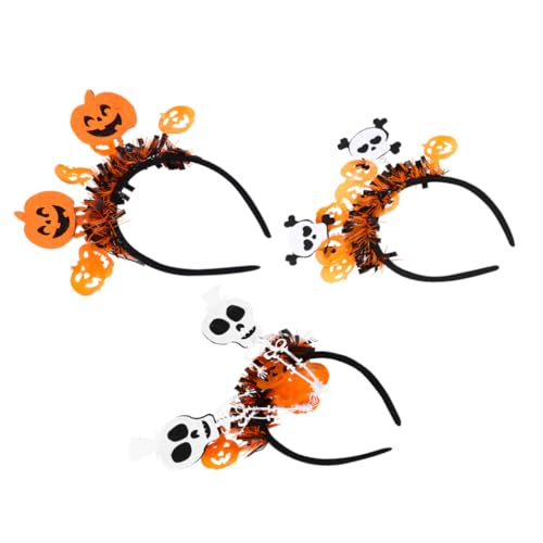 Anneome 3 Stück Halloween Haarreif Teiliges Kürbis Schädel Skelett Stirnband Cosplay Haarschmuck für Erwachsene Halloween Party Kostüm Zubehör von Anneome