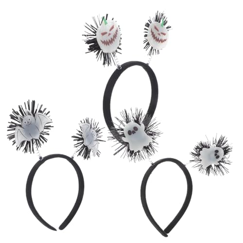 Anneome 3 Stück Leuchtender Fledermaus -Kopf -Hoop Fledermaus -Kopfbedeckung für Party Totenkopf-Accessoires für Damen leuchtendes Haarband Spooky Stirnband Halloween-Kopfschmuck Plastik von Anneome