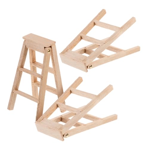 Anneome 3 Stück Mini Holzleiter für Puppenhäuser Faltbare Dekoration für Mikro Landschaften und Dioramen Langlebiges Holz Vielseitig Einsetzbar Detaillierte Handwerkskunst von Anneome