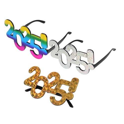 Anneome 3 Stück Neujahrsbrillen Teiliges Lustige Partybrille aus Robustem Kunststoff Gold Silber Leichte Fotorequisite für Tanz und Feier Anneome 3 Stück Neujahrsbrillen Teiliges Lustige Partybrille aus Robustem Kunststoff Gold Silber Leichte Fotorequisite für Tanz und Feier von Anneome