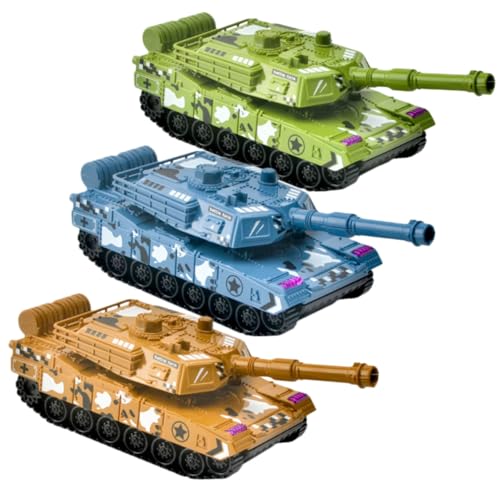 Anneome 3 Stück Teiliges Simulationstank mit Rückziehfunktion Detailgetreue Desktop Modelle in Gelb Grün Blau Robustes Kunststofffahrzeug für Pädagogisches Panzer Dekor von Anneome