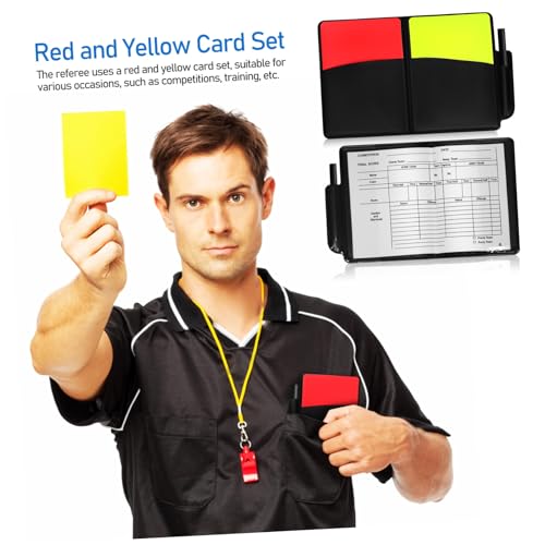 Anneome 4 Sätze Teilige Schiedsrichter Karten Set aus PVC mit Roten und Gelben Karten Notizblock und Stift Vielseitig Einsetzbar für Fußball Volleyball und Fußballschiedsrichter von Anneome