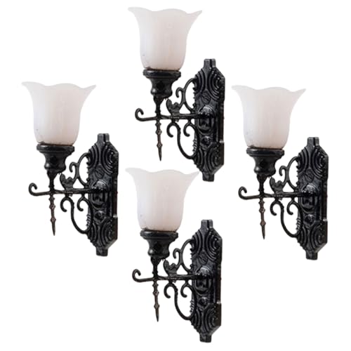Anneome 4 Stück Miniatur Wandlampen Modell Miniatur Szene Lampe Weißes Licht Mikro Landschaftsdekoration für Puppenhaus und Sandtischdetail Anneome 4 Stück Miniatur Wandlampen Modell Miniatur Szene Lampe Weißes Licht Mikro Landschaftsdekoration für Puppenhaus und Sandtischdetail von Anneome