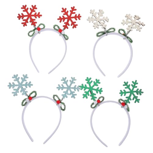 Anneome 4 Stück Teiliges Schneeflocken Haarreif Glitzernd Weihnachts Partyhaarschmuck für Frauen Mädchen Festlich Bequem Winterliche Kopfbedeckung Familienfeier Zubehör von Anneome