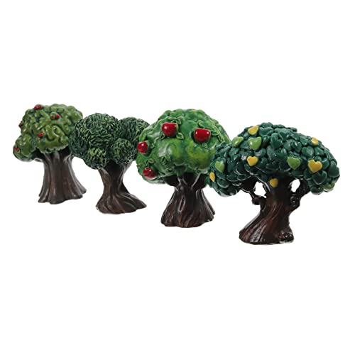 Anneome 4pcs Mini Baumstatue Winziges Ornament Lebendige Obstbaumdekoration DIY Mini Landschaft Baum von Anneome