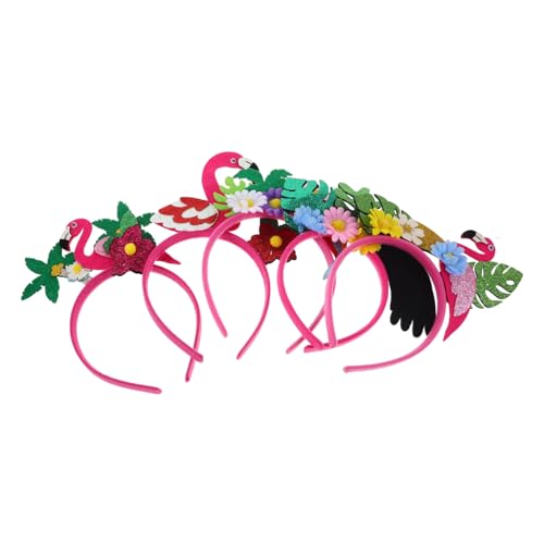 Anneome 5 Stück Teiliges Hawaii Party Haarband mit Flamingo Kokosbaum und Palmenblättern Leichtes Vielseitiges Sommer Beach Accessoire für Luau Strandfeste und Tropische von Anneome