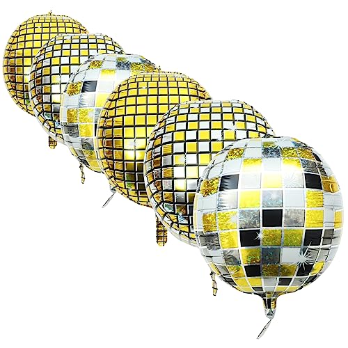 Anneome 6 Stück Disco-Kugel-Ballon Party große Disco-Ballons Geburtstag Helium weihnachtsbaumdeko tannenbaum dekoration hochzeitsdeko Goldene Discokugel spielabend Aluminiumfolie von Anneome