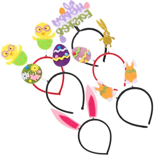 Anneome 6 Stück Ostern Haarbänder für Lustige Cartoon Designs mit Hasenohren und Bunten Eiern Wiederverwendbare Kostüm Haardekoration für Partys und Feste von Anneome