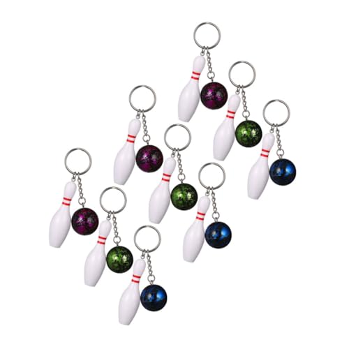 Anneome 9 Stück Teiliges Bowling Schlüsselanhänger Bunte Kompakte Langlebig Leicht Tragbar Handtaschen Charms Geschenkideen Sportparty von Anneome