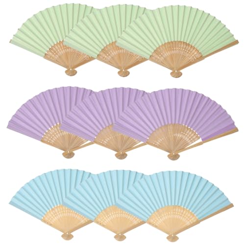 Anneome 9 Stück Teiliges Diy Faltbarer Malfächer Set für Bunte Papierfächer Pastellfarben Leerer Fächer zum Bemalen Faltbare Handfächer für Kreatives Basteln und Dekoration von Anneome