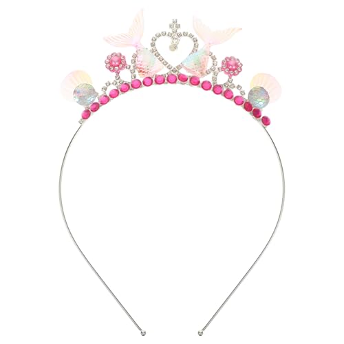 Anneome Blaues Mädchen Haarband mit Strasskrone Meerjungfrau Haarschmuck für Party Stilvolles Langlebiges Diadem mit Funkelnden Kristallen Schonend und Vielseitig für Festliche Anlässe von Anneome