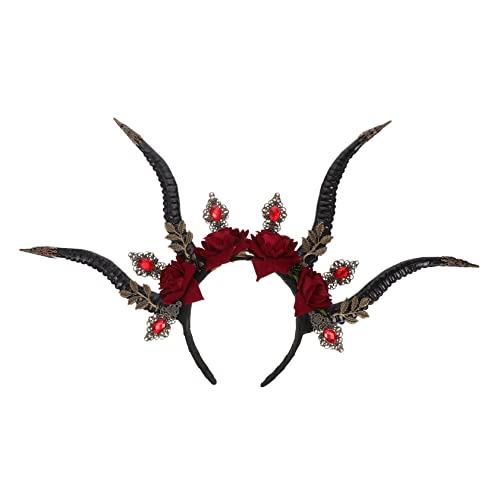 Anneome Gothic Teufelshörner Haarreif Antilope Horn Stirnband Halloween Kostüm Party Kopfschmuck Unisex Universalgröße für Karneval Cosplay und Festlichkeiten von Anneome