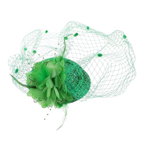Anneome Grüner Vintage Mini Hut mit Schleier und Blumenhaarklammer Leichter Irischer Haarschmuck für Damen und Mädchen Festliches Accessoire zum Patricks Day Kostüm von Anneome