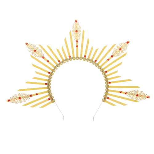 Anneome Haarreif Retro Sonnenstrahlen Kopfkrone Stirnband Damen Cosplay Party Haarschmuck Vintage Gelb Geeignet für Weihnachten Hochzeit Themen Fotoprops von Anneome