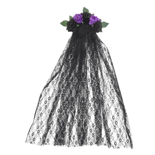 Anneome Halloween Haarschmuck Damen Tag der Toten Rosen Stirnband mit Spitze und Schleier Leichtes Cosplay Haarband für Party Kostüm und Dekoration und Bequem Geeignet für Halloween Feier Anneome Halloween Haarschmuck Damen Tag der Toten Rosen Stirnband mit Spitze und Schleier Leichtes Cosplay Haarband für Party Kostüm und Dekoration und Bequem Geeignet für Halloween Feier von Anneome