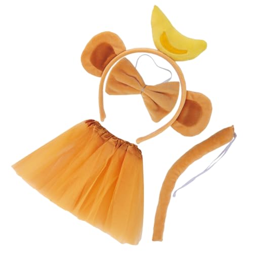Anneome Monkey Cosplay Kostüm aus Weichem Stoff mit Bananenohren Stirnband Tutu Rock und Schleife Leichtes Bequemes Tierkostüm für Fasching Halloween Karneval und Mottoparty von Anneome