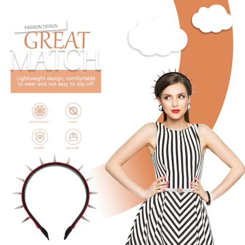 Anneome Punk Spiked Headband Damen Halloween Spike Kopfschmuck Festival Haarreif Nieten Stirnband Langlebig Modisch für Partys und Cosplay von Anneome