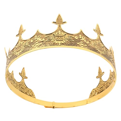 Anneome Retro Herren Königskrone aus Antikgold Metall Detailreich Verarbeitet für Cosplay Halloween Fasching Geburtstage Bühnenauftritte und Festliche Anlässe von Anneome