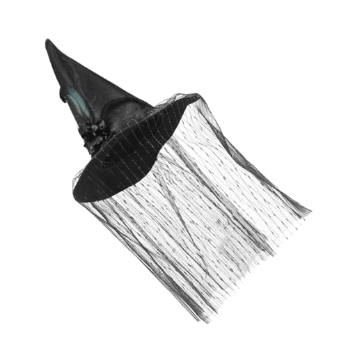Anneome Silber Gestreifter Hexenhut mit Schleier Leichter Halloween Cosplay Hut Tragbares Partyaccessoire für Fotos und Kostüme Vielseitiger Zaubererhut für Damen und Halloweenfest von Anneome