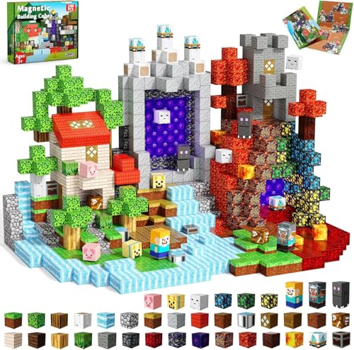 Magnetische Bausteine BAU Magische Zeitreise mit 240 Magnetbausteinen - Abenteuer-Set mit Rittern, Geistern & Flusslandschaft Spielzeug ab 4 5 6 7 8 Jahren für Mädchen und Jungen von Annexfun