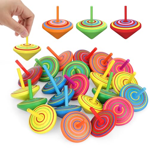 Annhao 30 Stück Holzkreisel für Kinder, Kreisel aus Holz Holzkreisel Spielzeug, Spielzeugkreisel Mitgebsel Kindergeburtstag Gastgeschenke Partybeutelfüller, für 3-7 Jahre alte Kinder (Zufällige Farbe) von Annhao