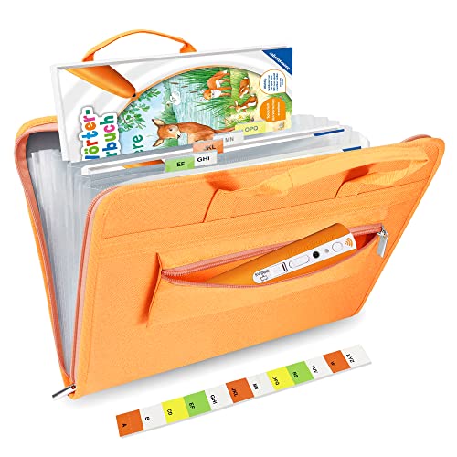 Tasche für Tiptoi Stift, und für 1-5 Tiptoi Bücher, Transporttasche für TipToi Starterset, Kinder Elektronisches Spielzeug Organizer, Orange, Geburtstagsgeschenk für Mädchen ab 3 Jahren von Annmore