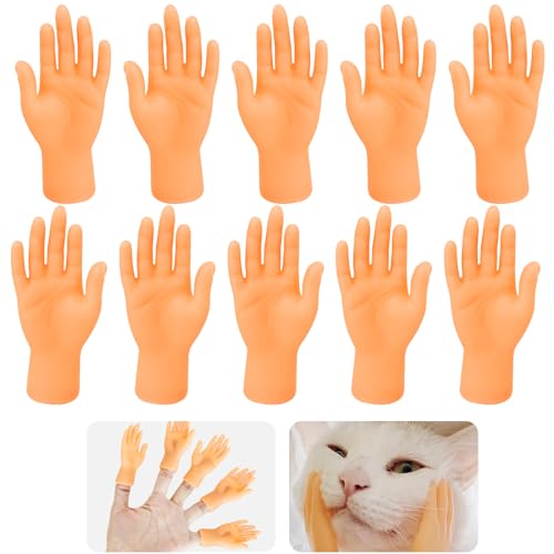 Annyswit 20 Stück Kleine Hände Fingerpuppe Set Mini Hände für Finger Minihände Gummi Fingerpuppen Lustige Tiny Hands Mini Hand für Katzen Mittelfinger Linke Hand Rechte Hand von Annyswit