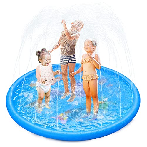 Anpro 170CM Splash Pad, Sprinkler Wasser-Spielmatte Splash Play Matte mit 15 Anti-Rutsch-Streifen, Sommer Garten Wasserspielzeug für Baby, Kinder, Hund und Haustiere von Anpro
