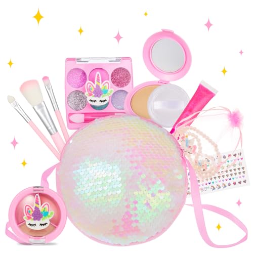 Anpro Kinder-Make-up-Set für Mädchen - Kinderfreundliches, waschbares Make-up mit glitzernder Umhängetasche, Spiel-Make-up-Set für Kinder, Prinzessin-Spielzeug-Geschenk für Mädchen Anpro Kinder-Make-up-Set für Mädchen - Kinderfreundliches, waschbares Make-up mit glitzernder Umhängetasche, Spiel-Make-up-Set für Kinder, Prinzessin-Spielzeug-Geschenk für Mädchen von Anpro