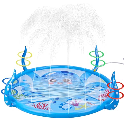 Anpro Sprinkler für Kinder, Aufblasbare Octopus-Wasserspielzeuge für Jungen und Mädchen, Sommer Outdoor-Spiel mit 8-Ring-Wurf, Garten-Wasser-Sprinkler-Sprühspielzeug, Spaßgeschenk für Kinder Anpro Sprinkler für Kinder, Aufblasbare Octopus-Wasserspielzeuge für Jungen und Mädchen, Sommer Outdoor-Spiel mit 8-Ring-Wurf, Garten-Wasser-Sprinkler-Sprühspielzeug, Spaßgeschenk für Kinder von Anpro