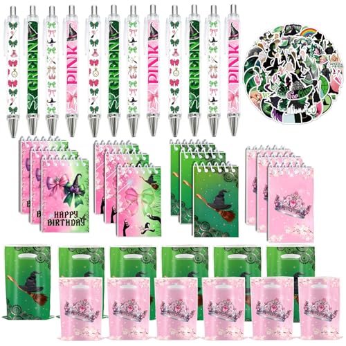 Anprola Hexenprinzessin Schreibwaren Partyzubehör mit 12 Geschenktüten, 12 Kugelschreibern, 12 Notizbüchern, 60 Aufklebern für rosa und grüne Geburtstagspartys, Austauschgeschenke, Schulbelohnungen Anprola Hexenprinzessin Schreibwaren Partyzubehör mit 12 Geschenktüten, 12 Kugelschreibern, 12 Notizbüchern, 60 Aufklebern für rosa und grüne Geburtstagspartys, Austauschgeschenke, Schulbelohnungen von Anprola